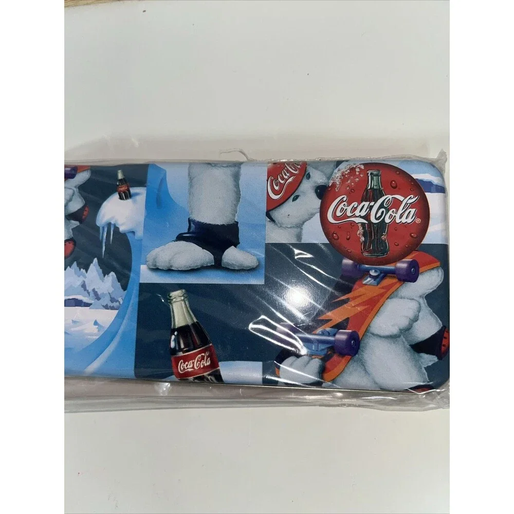 Coca Cola Vintage 1997 Set 2 Pencil Case Skating Polar Bear/ Playing Board Game